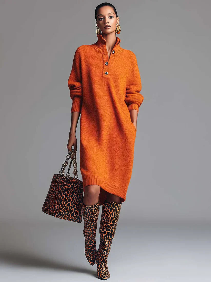 Andrea™ | Cozy Knit Midi Dress